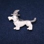 Brooch Dachshund in a Hat, Silver-Tone Metal, Enamel, and Crystals, 33x47 mm +