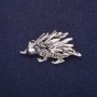 Brooch Hedgehog in Rhinestones, white color, 44x24 mm, silver-toned metal