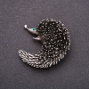 Pangolin Brooch with Green Crystals 43x43mm Gray Metal