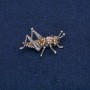 Grasshopper Brooch, silver-toned metal with black and yellow rhinestones 42x26 mm +