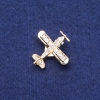 Brooch Airplane with Crystals, Golden Metal 28x28 mm