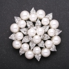 Pearl Brooch 'Flower' color 'White Silver' 55mm