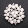 Pearl Brooch 'Flower' color 'White Silver' 55mm