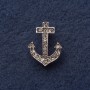 Brooch 'Anchor' 2.8 × 2 cm gray metal with crystals