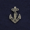 Screw-back brooch 'Anchor' 2 cm gray metal