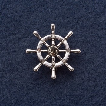 Брошка "Штурвал", діаметр 3см, сірий метал
