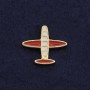 Screw-back brooch 'Plane' 2 cm white-red enamel gold-tone metal