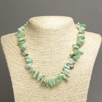 Natural chrysoprase chip necklace 'Needle', diameter 15x5 mm ±, length 45 cm ±