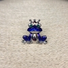 Frog Brooch, Silvery Metal, Rhinestones and Enamel, 30mm +