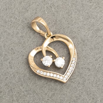 Xuping Pendant 18K Gold Plating Heart with White Crystals, diameter 22×15 mm +
