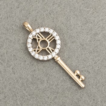 Xuping Pendant 18K Gold Plating Key with White Crystals, 28x11 mm +