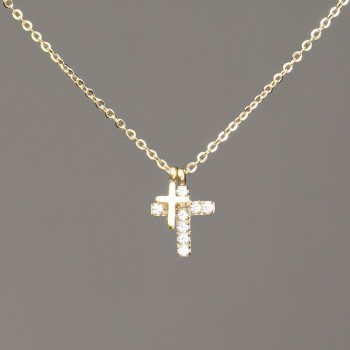 Ланцюжок Xuping Позолота лимонна з підвіскою і білими стразами 12х9мм + -, товщина 1мм + -, довжина 40-45см +