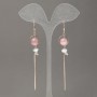 Xuping Earrings 18K Gold Plating with Pink Cat's Eye and White Crystals, 13 mm diameter, 100 mm length