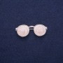 Glasses Brooch with Mother-of-Pearl Enamel, Silver Metal 15x40mm