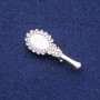 Brooch 'Pearlescent Mirror' with Crystals, Silvery Metal, 16x42mm