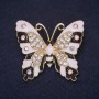 Brooch Butterfly 43×38 mm, crystals, enamel, color white, black, chameleon, gold-tone metal