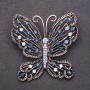 Brooch 'Butterfly with Blue Crystals' 53×54 mm Gray Metal