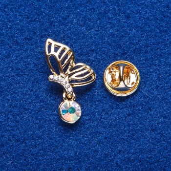 Butterfly Brooch, Gold-Tone Metal, 2.7×1.6 cm