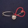 Brooch Stethoscope enamel with crystals, red, black, white, 24×25 mm, gold-tone metal
