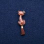 Cat Brooch with Enamel and Brush-Tail, 14×50mm, Gold-Tone Metal