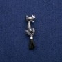 Brooch 'Cat with enamel and a brush-tail' 14 x 50 mm, silver-toned metal