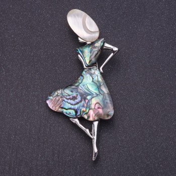 Drop Pendant 'Madam Halios' Pearl, metal color 'Silver', length 8.4 cm