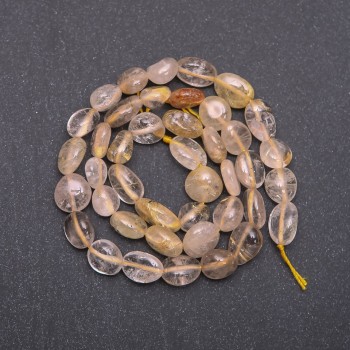 Rutile Quartz "Hairy" Golden Faceted Beads, 8–10 mm diameter, thread length 38 cm