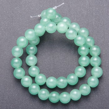 Natural nephrite beads, smooth round, 10 mm diameter (+/-), 38 cm length
