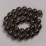 Beads on a cord of natural smoky quartz, smooth round bead, 12 mm diameter, 40 cm length