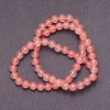 Pink Chalcedony Beads on Thread, Smooth Round Beads, 4 mm Diameter, 38 cm Length