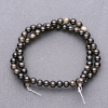 Sunstone Obsidian Beads on Thread - Smooth Round Beads, Diameter 6.5 mm, Length 38 cm