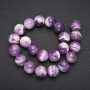 Amethyst beads on thread, smooth round beads, 18 mm diameter, 38 cm length