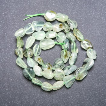 Prehnite Haltivka beads, 9x12 mm, on a thread, length 38 cm