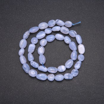 Blue Agate Beads - Round Beads, diameter ±9 mm, length 38 cm