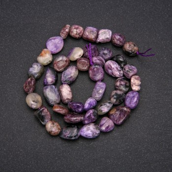Charoite natural stone beads, haltivka shape, diameter 8x12 mm (±), length 38 cm