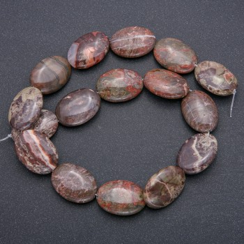 Beads on beading line natural stone Picasso Jasper oval, diameter 25×18 mm, length 40 cm (+/-)