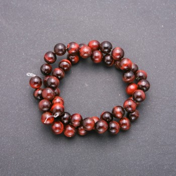 Tiger's Eye Beads - Natural Stone, Smooth Bead, 8 mm Diameter, Thread Length 38 cm (+ -)