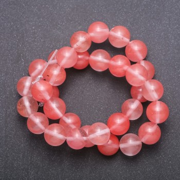 Chalcedony Beads on Fishing Line, Smooth Spheres, 12 mm Diameter ±, 39 cm Length