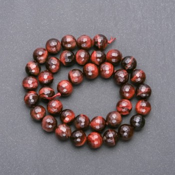 Faceted Tiger's Eye Beads, 10 mm diameter, 38 cm strand