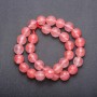Pink chalcedony beads, natural stone, on thread, faceted ball beads, diameter 12 mm (±), length 37 cm