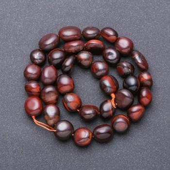 Natural stone Bull's-eye cabochon beads thread, diameter 12x10x10 mm, length 38 cm
