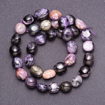 Charoite tumbled beads, diameter 11-14×9 mm, 5 mm +/- thread, length 39 cm
