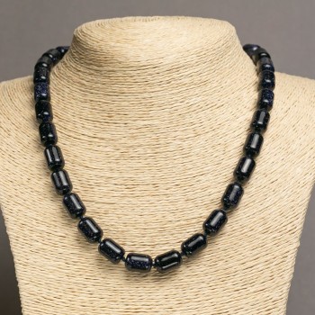 Aventurine Necklace 'Night of Cairo' Cylinder Barrel, length 45 cm, diameter 10x14 mm +