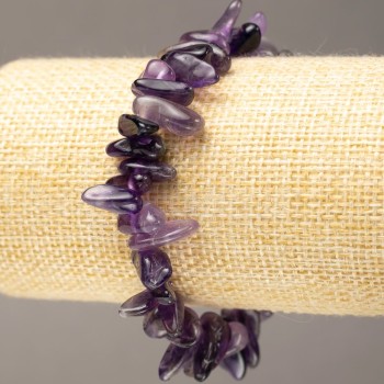 Bracelet Amethyst natural stone chip "Needle" diameter 10-18×4-7(±)mm circumference 18 cm (stretch)