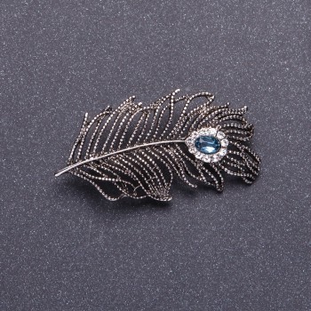 Brooch 'Silver Feather' metal color silver 5x2.5 cm