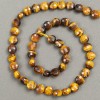 Tiger's Eye natural stone thread with faceted coin bead, 8x6 mm diameter, 39 cm length +