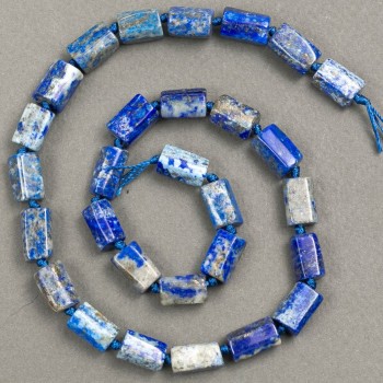 Beads on thread, natural stone Lazurite, faceted, d12-11×8-7 mm, strand length 40 cm+