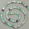 Natural fluorite stone faceted beads on thread, 6 mm diameter, 39 cm long +