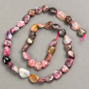 Beads on a Thread - Faceted Tourmaline, diameter 8-10x7-13(±)mm, length 39 cm+