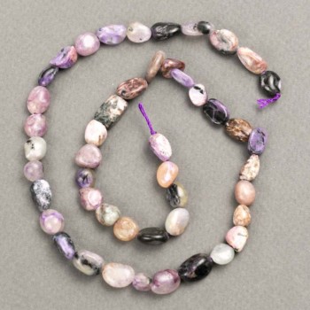 Charoite Beads with Hammered Finish, Diameter 7×9 mm ±, Length 41 cm ±